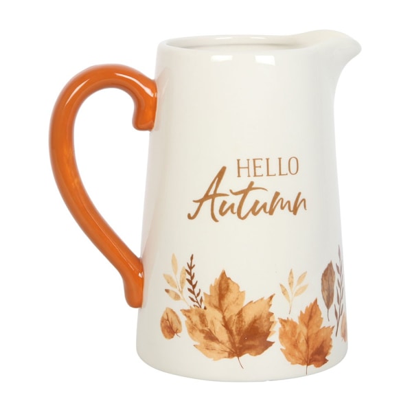 Something Different Hello Autumn Leaf Keramik Blomkruka En Storlek Orange/Vit Orange/White One Size