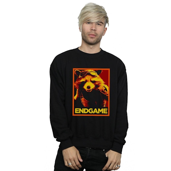 Marvel Mens Avengers Endgame Rocket Poster Sweatshirt 5XL Svart Black 5XL