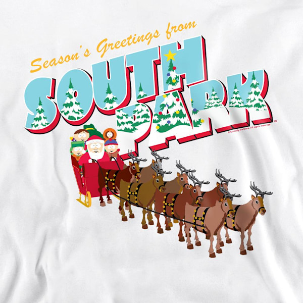 South Park Unisex Vuxen Säsongens Hälsningar Cartman & Kenny Jul White S
