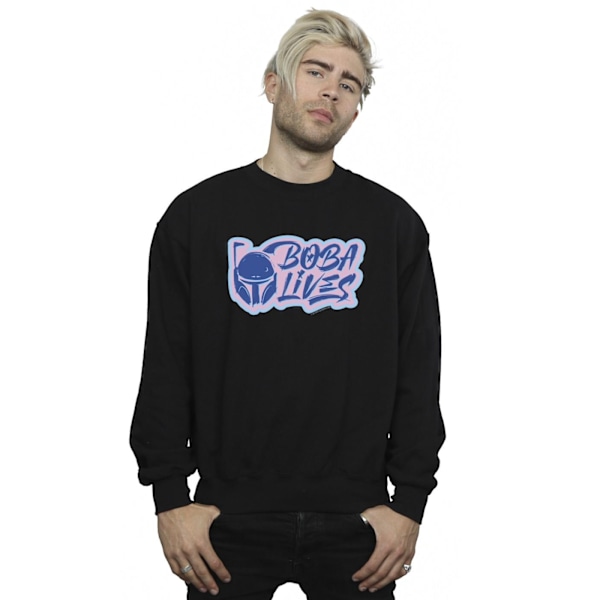 Star Wars Mens The Book Of Boba Fett Lives Pocket Sweatshirt S Black S