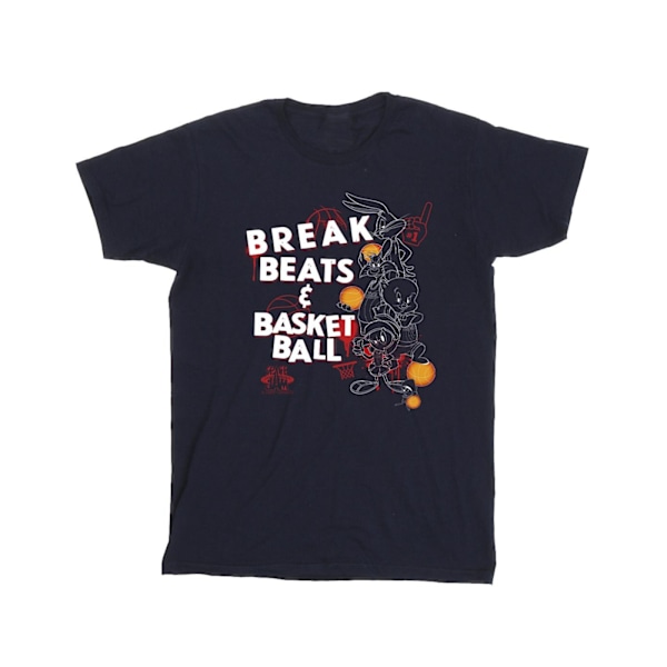 Space Jam: A New Legacy Girls Break Beats & Basketball Bomull T-shirt Navy Blue 9-11 Years