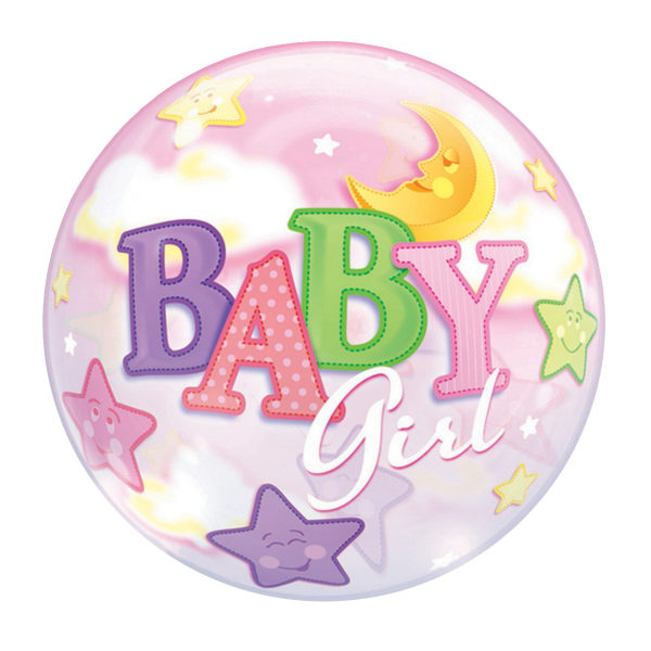 Qualatex 22 Inch Single Baby Boy/Girl Moon & Stars Design Bubbl Pink One Size