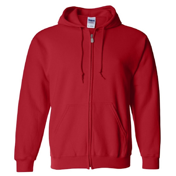 Gildan Heavy Blend Unisex Full Zip Hooded Sweatshirt Top Red L