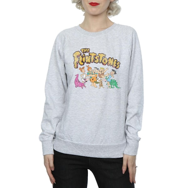 The Flintstones Dam/Damer Grupp Distressed Sweatshirt M Heather Grey Heather Grey M