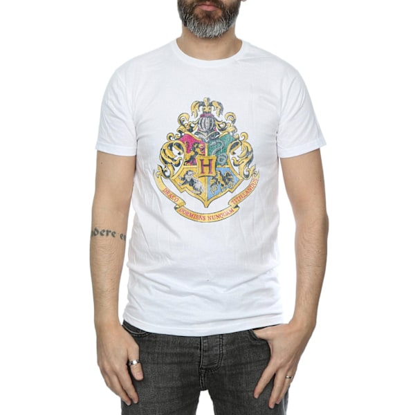 Harry Potter T-shirt i bomull för män, Hogwarts, 3XL, vit White 3XL