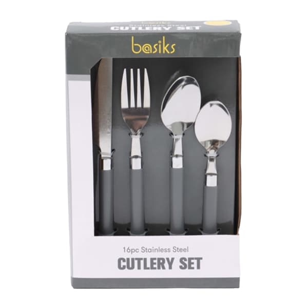 Basiks Bestickset i Rostfritt Stål (16-pack) En Storlek Silver Silver One Size