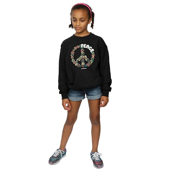 Woodstock Girls Floral Peace Sweatshirt 9-11 år Svart Black 9-11 Years