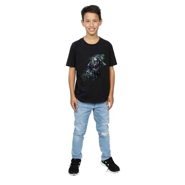 Black Panther Boys Wild Silhouette Bomull T-shirt 7-8 år Bla Black 7-8 Years