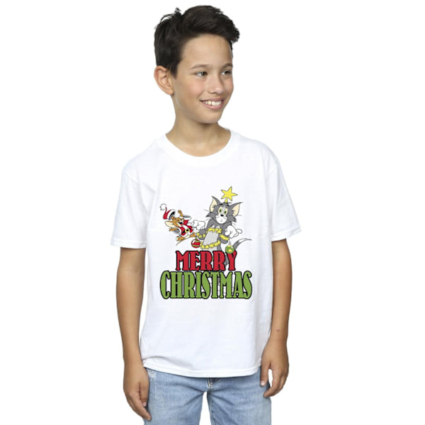 Tom And Jerry Boys Merry Christmas Baubles T-Shirt 5-6 år Vit White 5-6 Years