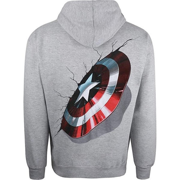 Captain America Mens Shield Cracked Marl Hoodie med dragkedja M Grå Grey M