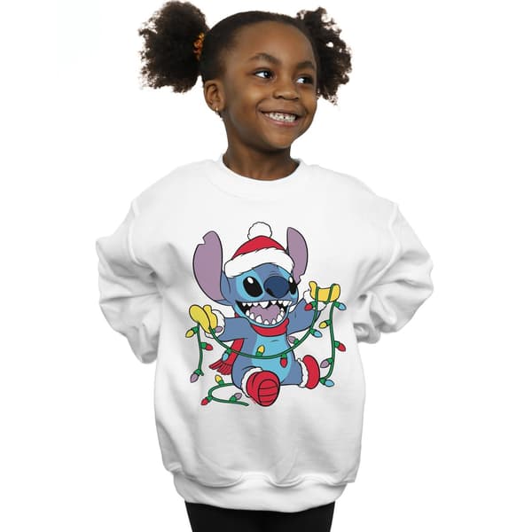 Disney Flickor Lilo Och Stitch Julbelysning Tröja 3-4 År White 3-4 Years