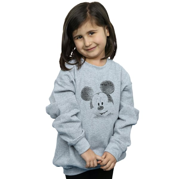 Disney Girls Mickey Mouse Text Face Sweatshirt 12-13 år Spor Sports Grey 12-13 Years