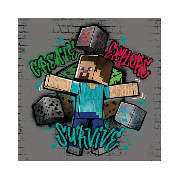 Minecraft Survive Canvas Print 30cm x 30cm x 1.8cm Grå/Blå Grey/Blue 30cm x 30cm x 1.8cm