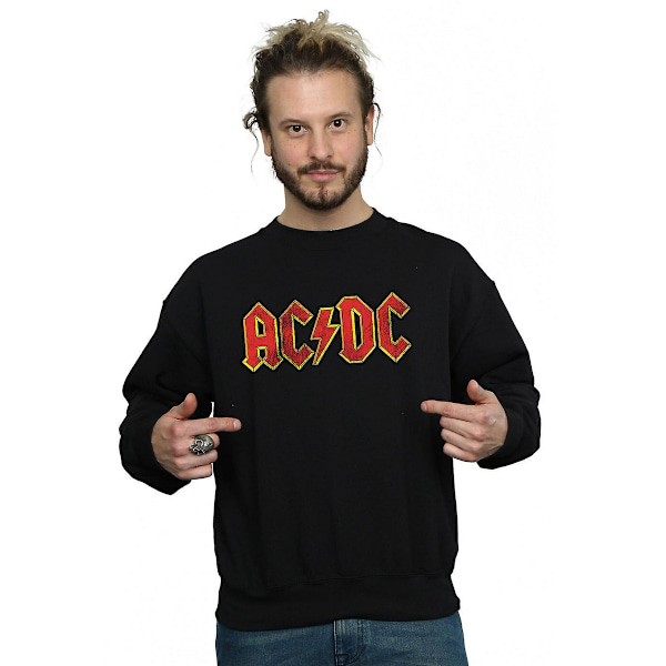 AC/DC Herr Distressed Logo Bomullströja S Svart Black S