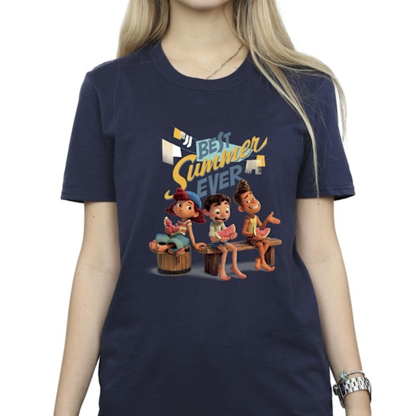 Disney Dam/Kvinnor Luca Bästa Sommaren Någonsin Bomull Pojkvän T-Shirt - S Navy Blue 4XL