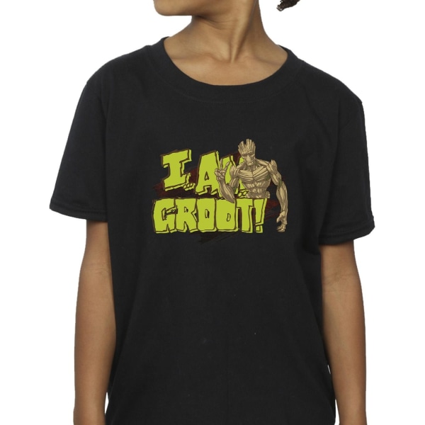 Guardians Of The Galaxy Girls I Am Groot Cotton T-shirt 3-4 Ja Black 3-4 Years