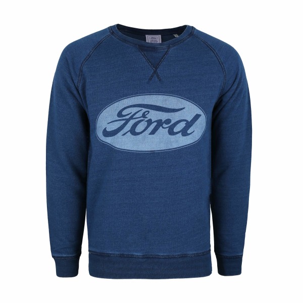 Ford Herr logotyp tröja med rund hals L Indigo Indigo L