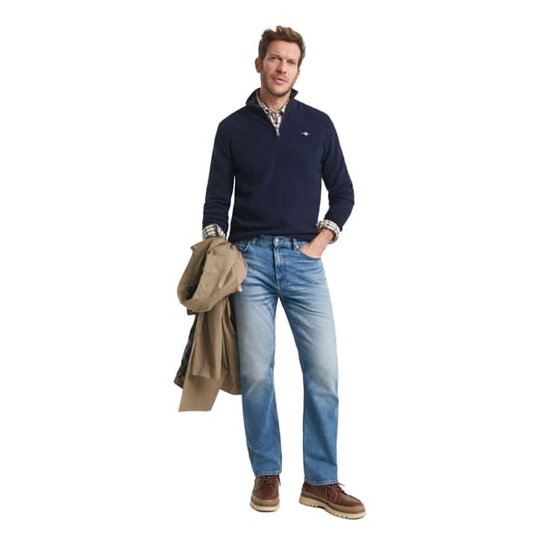 Gant Herr Micro Textured Half Zip Tröja 3XL Blå Blue 3XL