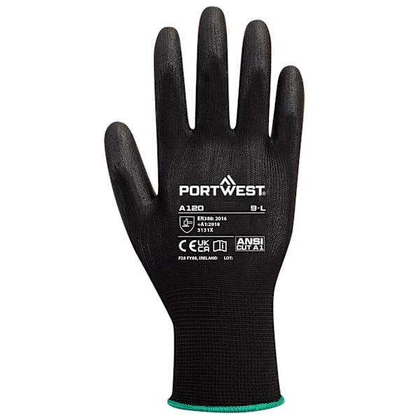 Portwest A120 PU Palm Grip Handskar XS Svart Black XS