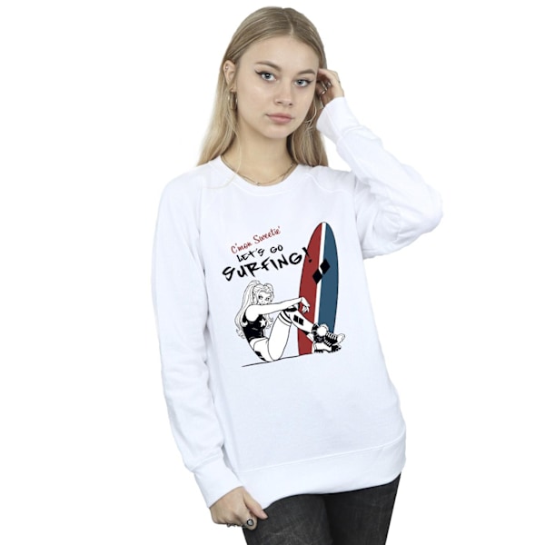 DC Comics Dam/Kvinnor Harley Quinn Let´s Go Surfing Sweatshirt White XXL