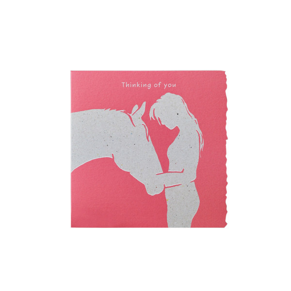 Deckled Edge Color Block Pony Greetings Card One Size Thinking Thinking Of You - Woman and Pony (D One Size