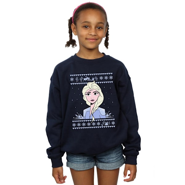 Disney Girls Frozen 2 Elsa Jultröja 7-8 År Marinblå Navy Blue 7-8 Years