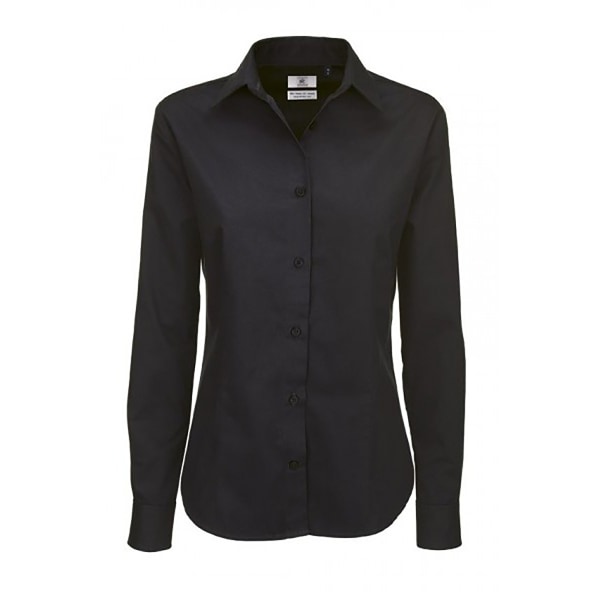 B&C Dam/Dam Sharp Twill långärmad skjorta 2XL Svart Black 2XL