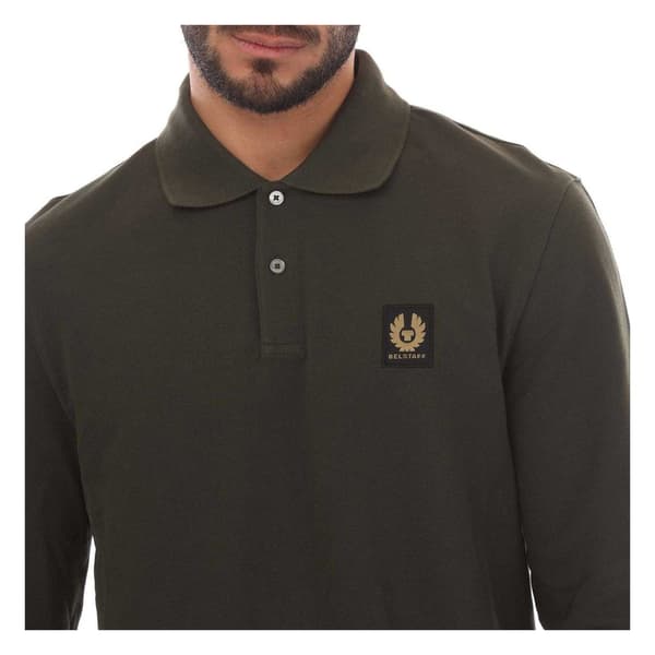 Belstaff Långärmad Pikétröja för Herr S Grön Green S