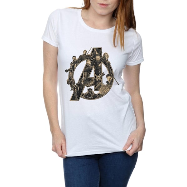 Avengers Infinity War Dam T-shirt med logotyp för kvinnor/damer, pojkvänmodell, storlek S, vit White S