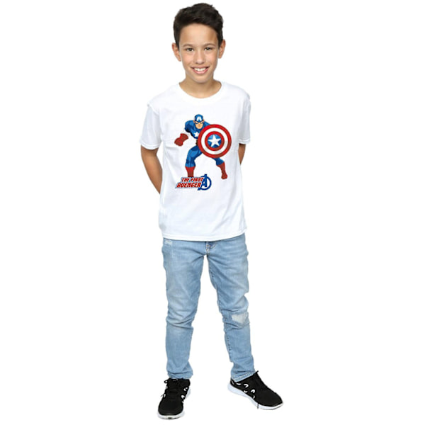 Captain America Pojkar The First Avenger T-Shirt 7-8 År Vit White 7-8 Years