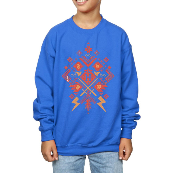 Harry Potter Pojkar Jul Fair Isle Sweatshirt 7-8 År Royal Royal Blue 7-8 Years