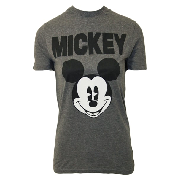 Disney Dam/Kvinnor Mickey Mouse Ansikte T-Shirt XL Kolgrå Charcoal Grey XL