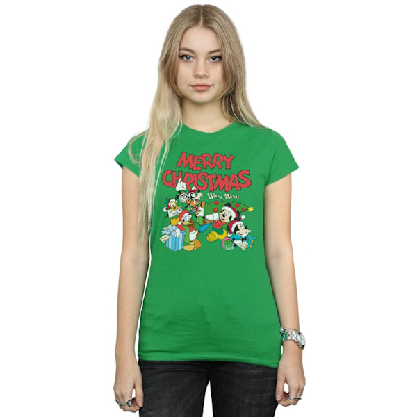 Disney Womens/Ladies Mickey And Friends Winter Wishes Cotton T-Shirt Irish Green S