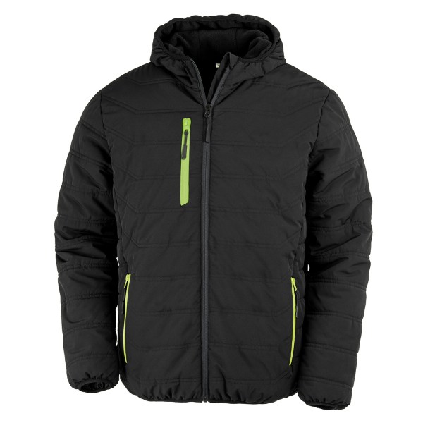 Result Genuine Recycled Mens Compass Padded Jacket M Black/Lime Black/Lime M