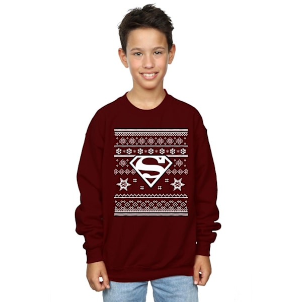 DC Originals Pojkar Jul Stickad Superman Sweatshirt 3-4 År Burgundy 3-4 Years