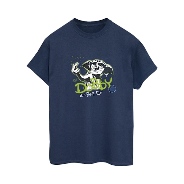 Harry Potter Dam/Kvinnor Dobby A Elf Bomull Boyfriend T- Navy Blue XXL