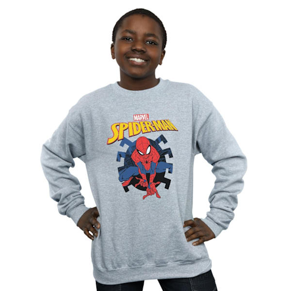 Marvel Boys Spider-Man Web Shooting Emblem Logo Sweatshirt 12-1 Sports Grey 12-13 Years