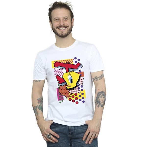 Looney Tunes Tweety Pop Art T-shirt för män, 4XL, vit White 4XL