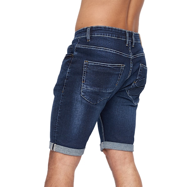 Crosshatch Herr Tonwin Denim Präglade Shorts 38R Mörk Tvätt Dark Wash 38R