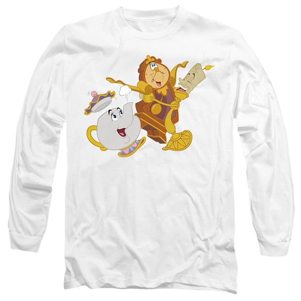Skönheten och Odjuret Unisex Vuxen Potts Cogsworth Lumiere T-shirt White XL