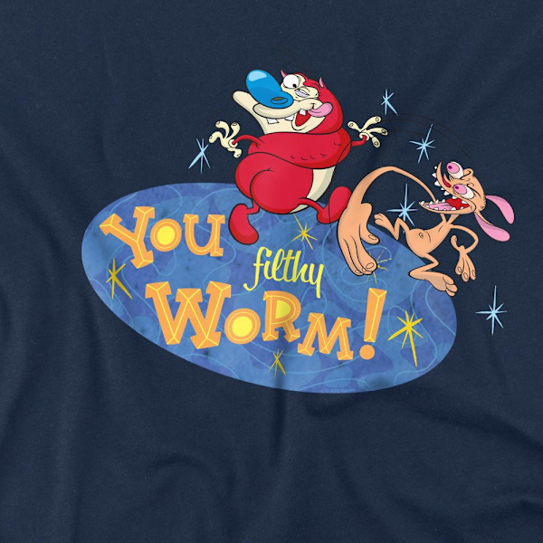 Ren & Stimpy Herr You Filthy Worm! T-Shirt 3XL Marinblå Navy 3XL