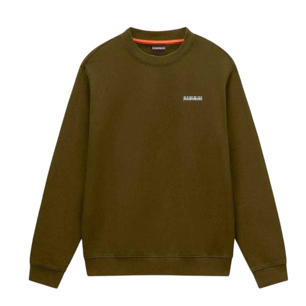 Napapijri Herr Box Logo Bomull Rundhals Rak Sweatshirt M Dark Olive M