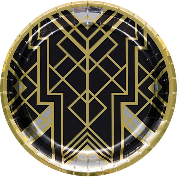 Kreativa engångstallrikar i geometrisk folie (förpackning om 8) En Gold/Black One Size