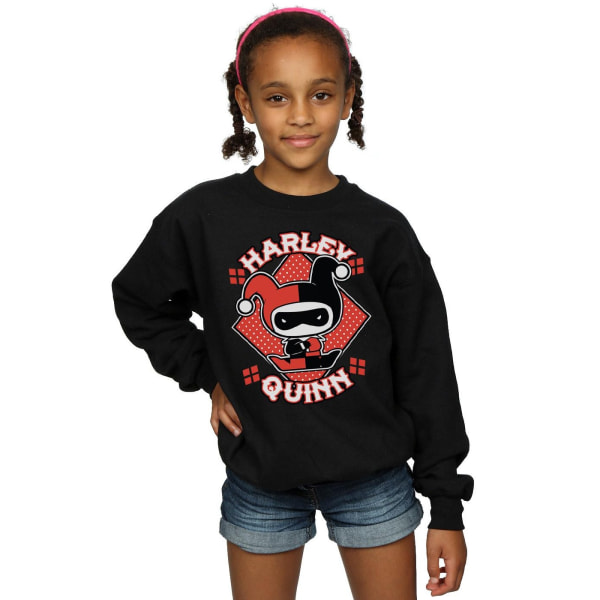 DC Comics Girls Chibi Harley Quinn Badge Sweatshirt 5-6 år B Black 5-6 Years