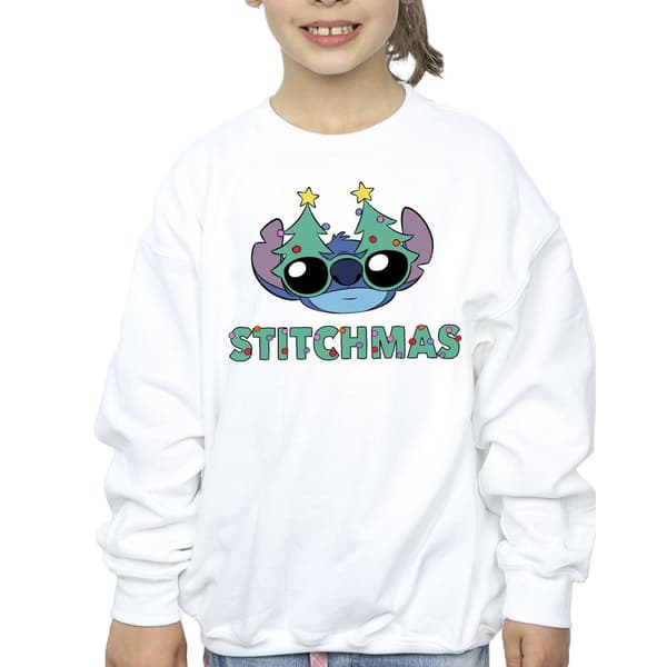 Disney Flickor Lilo & Stitch Stitchmas Glasögon Tröja 5-6 År White 5-6 Years