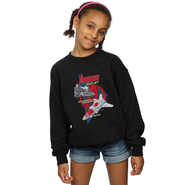 Marvel Girls The Avengers Quinjet 1969 Sweatshirt 7-8 Years Bla Black 7-8 Years