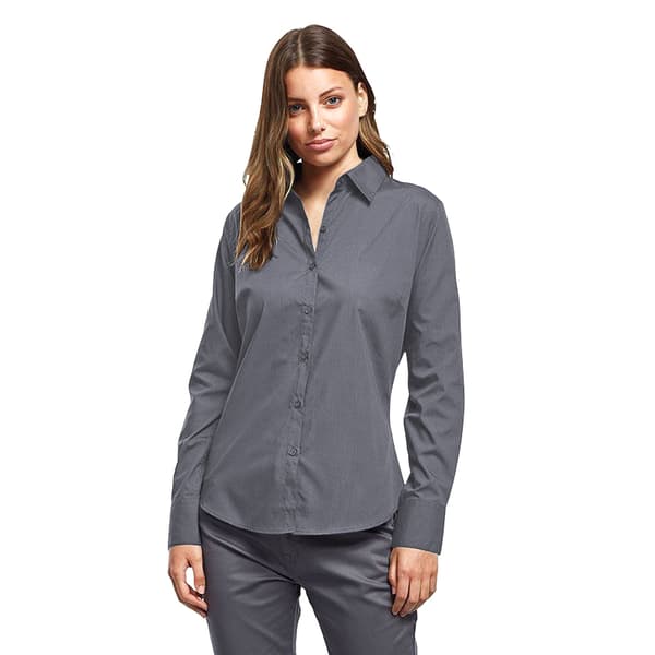 Premier Dam/Kvinnor Poplin Långärmad Blus 18 Marinblå Navy 18