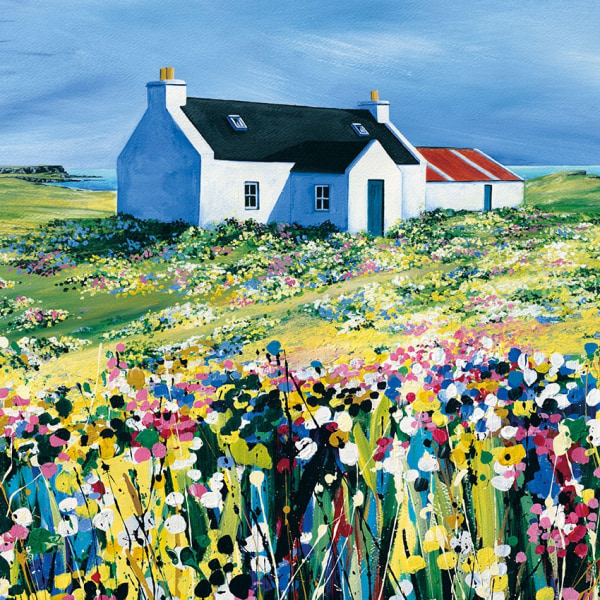 Avril Thomson Smith Fields Of Yellow Print 40cm x 40cm G Green/Blue/White 40cm x 40cm