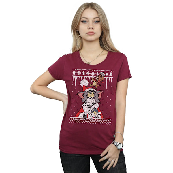 Tom And Jerry Dam/Damer Jul Fair Isle Bomull T-shirt Burgundy XXL