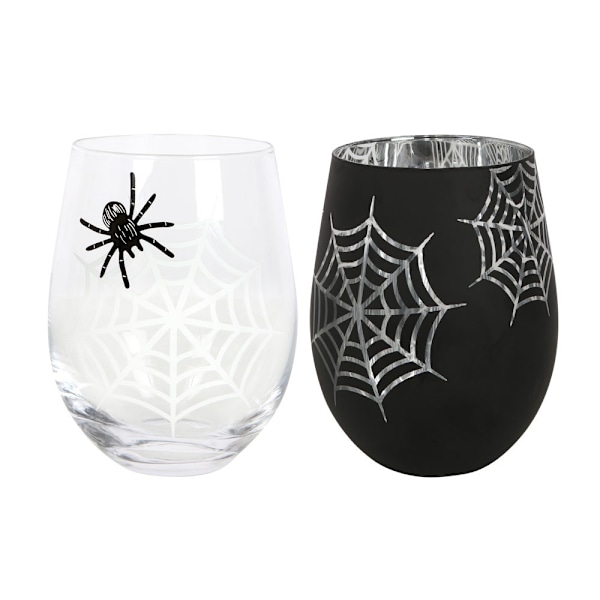 Something Different Spider Web och Spider Stemless Wine Glass ( Black/Clear/Silver One Size